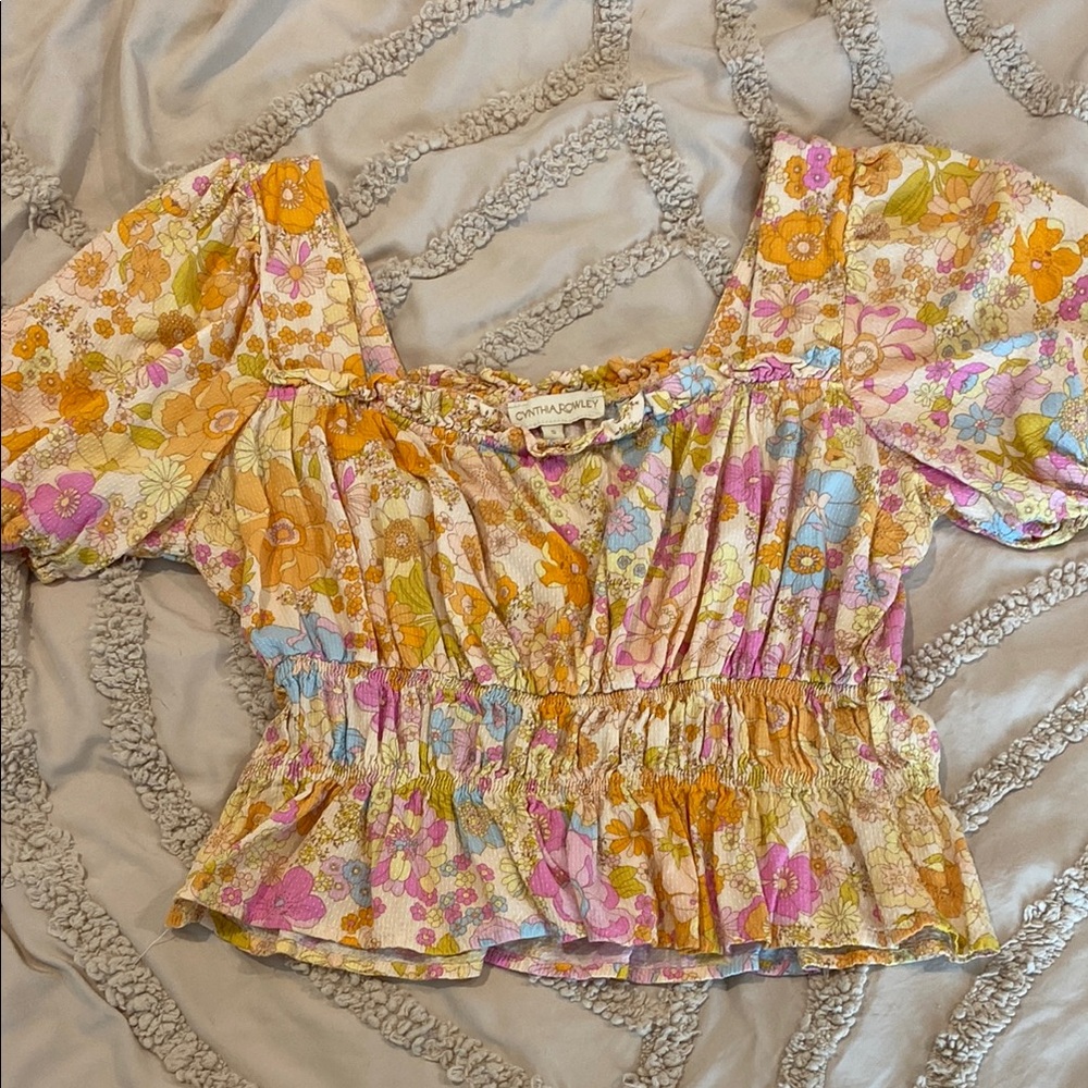 Cynthia Rowley Floral Peplum Top